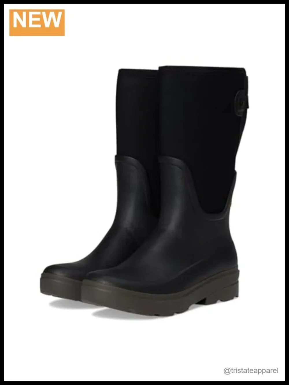 Waterproof Rain Boots Calf High Pull-On Adjustable